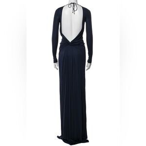 Roberto Cavalli Vintage Navy Blue Long Sleeve Backless Gown